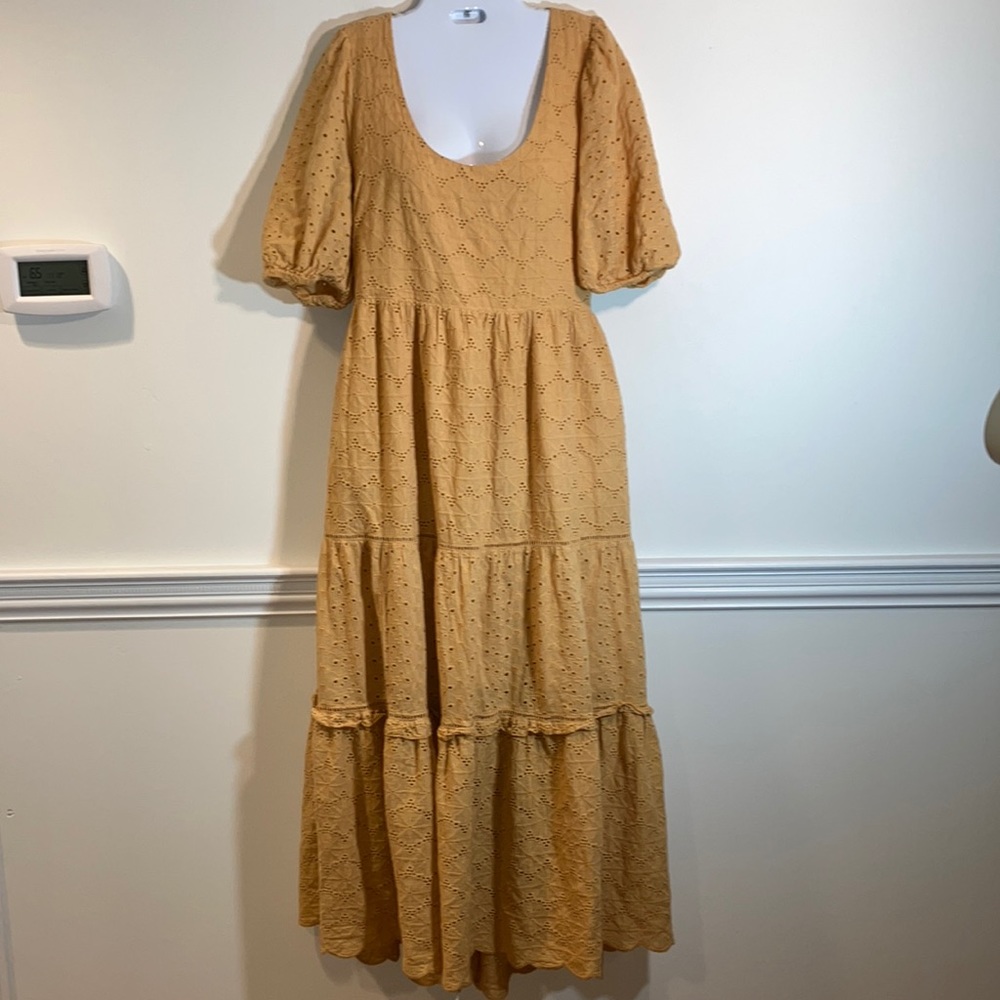 Harni Mae Midi eyelet orange dress L